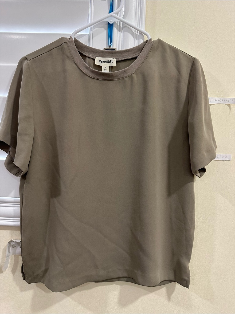 Open Edit Women's Short Sleeve Blouse in Taupe